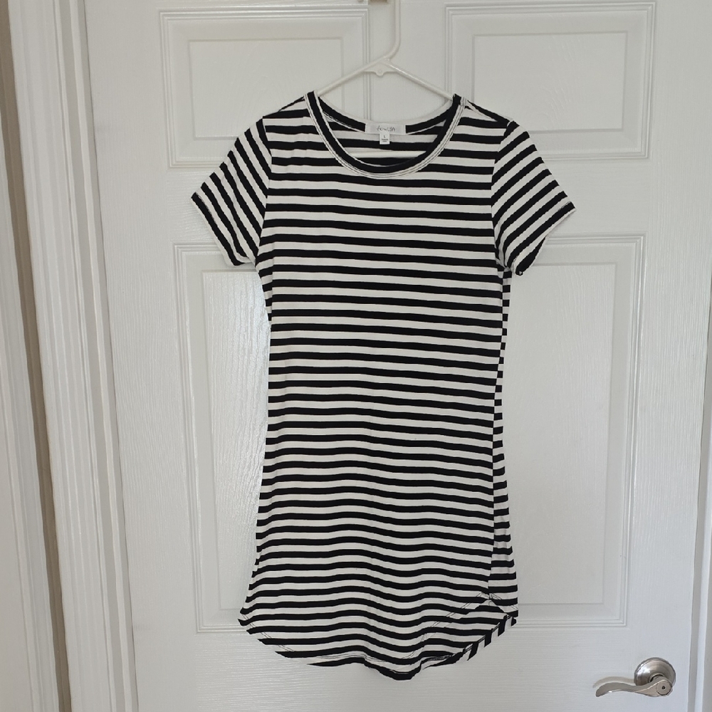 Classic Black and White Striped Mini Dress